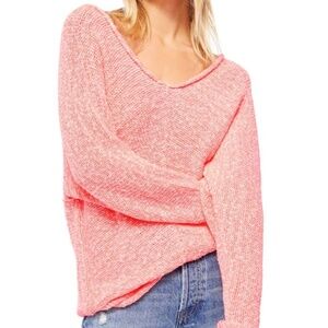 Free People Bright Lights Sweater XS Neon Pink